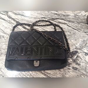 Women’s Valentino Licia Quilted Foldover  Black Shoulder Bag Crossbody Bag